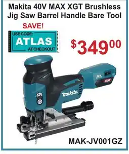 Atlas Tools & Machinery Makita 40V MAX XGT Brushless Jig Saw Barrel Handle Bare Tool offer