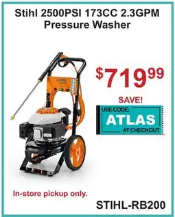 Atlas Tools & Machinery Stihl 2500PSI 173CC 2.3GPM Pressure Washer offer