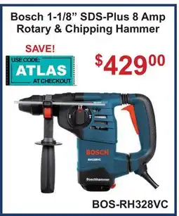 Atlas Tools & Machinery Bosch 1-1/8 SDS-Plus 8 Amp Rotary & Chipping Hammer offer
