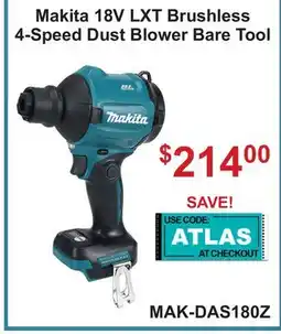 Atlas Tools & Machinery Makita 18V LXT Brushless 4-Speed Dust Blower Bare Tool offer