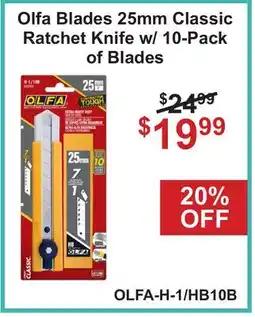 Atlas Tools & Machinery Olfa Blades 25mm Classic Ratchet Knife w/ 10-Pack of Blades offer
