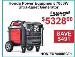 Atlas Tools & Machinery Honda Power Equipment 7000W Ultra-Quiet Generator offer