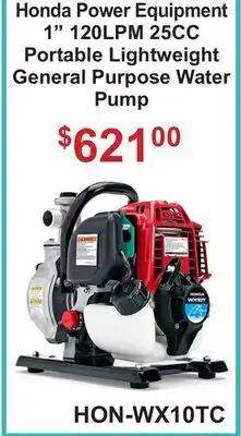Atlas Tools & Machinery Honda Power Equipment 1 120LPM 25CC Portable Lightweight General Purpose Water Pump offer