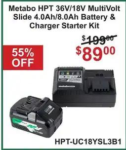 Atlas Tools & Machinery Metabo HPT 36V/18V MultiVolt Slide 4.0Ah/8.0Ah Battery & Charger Starter Kit offer