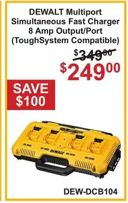Atlas Tools & Machinery DEWALT Multiport Simultaneous Fast Charger 8 Amp Output/Port (ToughSystem Compatible) offer