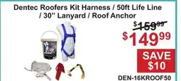 Atlas Tools & Machinery Kit Harness/50ft Life Line/30 Lanyard/Roof Anchor offer