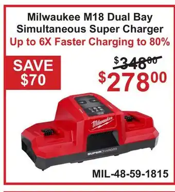 Atlas Tools & Machinery Milwaukee M18 Dual Bay Simultaneous Super Charger offer