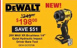 Atlas Tools & Machinery 20V MAX XR Brushless 1/4 Quiet Hydraulic Impact Driver Bare Tool offer