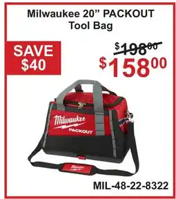 Atlas Tools & Machinery Milwaukee 20 PACKOUT Tool Bag offer