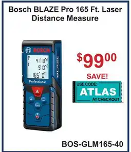 Atlas Tools & Machinery Bosch BLAZE Pro 165 Ft. Laser Distance Measure offer