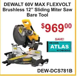 Atlas Tools & Machinery DEWALT 60V MAX FLEXVOLT Brushless 12 Sliding Miter Saw Bare Tool offer