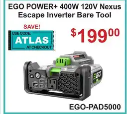 Atlas Tools & Machinery EGO POWER+ 400W 120V Nexus Escape Inverter Bare Tool offer
