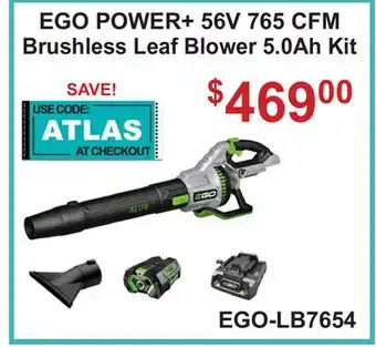 Atlas Tools & Machinery EGO POWER+ 56V 765 CFM Brushless Leaf Blower 5.0Ah Kit offer