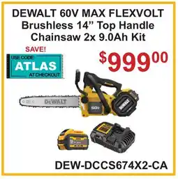 Atlas Tools & Machinery DEWALT 60V MAX FLEXVOLT Brushless 14 Top Handle Chainsaw 2x 9.0Ah Kit offer