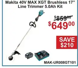 Atlas Tools & Machinery Makita 40V MAX XGT Brushless 17 Line Trimmer 5.0Ah Kit offer