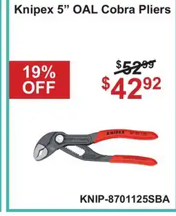 Atlas Tools & Machinery Knipex 5 OAL Cobra Pliers offer