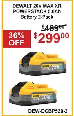 Atlas Tools & Machinery DEWALT 20V MAX XR POWERSTACK 5.0Ah Battery 2-Pack offer