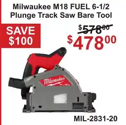 Atlas Tools & Machinery Milwaukee M18 FUEL 6-1/2 Plunge Track Saw Bare Tool offer