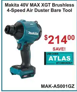 Atlas Tools & Machinery Makita 40V MAX XGT Brushless 4-Speed Air Duster Bare Tool offer