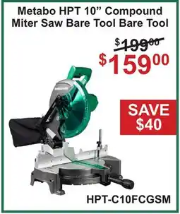 Atlas Tools & Machinery Metabo HPT 10 Compound Miter Saw Bare Tool Bare Tool offer