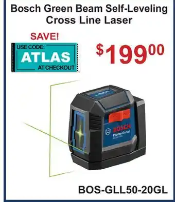 Atlas Tools & Machinery Bosch Green Beam Self-Leveling Cross Line Laser offer