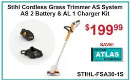 Atlas Tools & Machinery Stihl Cordless Grass Trimmer AS System AS 2 Battery & AL 1 Charger Kit offer