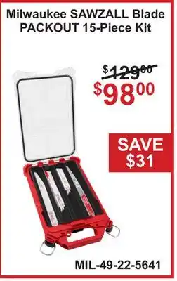 Atlas Tools & Machinery Milwaukee SAWZALL Blade PACKOUT 15-Piece Kit offer