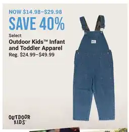 Cabela's Select Outdoor Kids Infant and Toddler Apparel offer