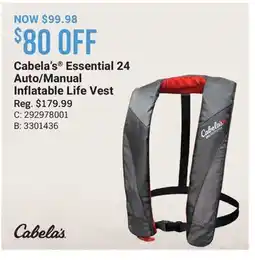 Cabela's Cabela's Essential 24 Auto/Manual Inflatable Life Vest offer
