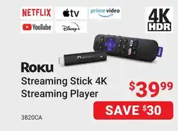 Visions Electronics ROKU Streaming Stick 4K Streaming Player offer