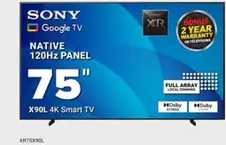 Visions Electronics SONY NATIVE 120Hz PANEL 75 4K Smart TV offer