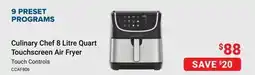 Visions Electronics Culinary Chef 8 Litre Quart Touchscreen Air Fryer offer