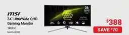 Visions Electronics MSI 34 UltraWide QHD Gaming Monitor offer
