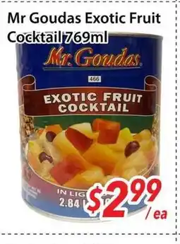 Bestco Food Mart Mr Goudas Exotic Fruit Cocktail offer