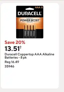 Staples Duracell Coppertop AAA Alkaline Batteries - 8 pk offer