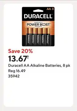 Staples Duracell AA Alkaline Batteries, 8 pk offer