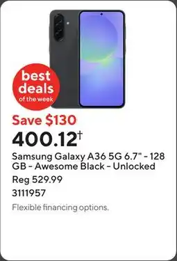Staples Samsung Galaxy A36 5G 6.7 - 128 GB - Awesome Black - Unlocked offer