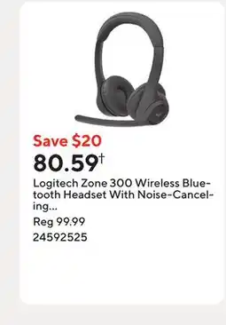 Staples Logitech Zone 300 Wireless Bluetooth Headset With Noise-Canceling Microphone - Graphite offer