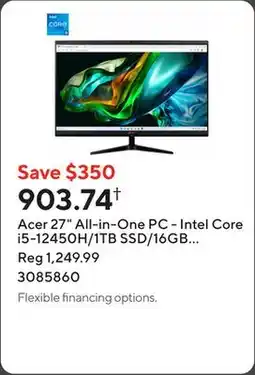 Staples Acer 27 All-in-One PC - Intel Core i5-12450H/1TB SSD/16GB RAM/Windows 11 Home offer