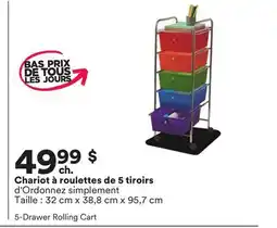 Michaels Chariot à roulettes de 5 tiroirs d'Ordonnez simplement offer