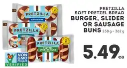 IGA Pretzilla soft pretzel bread burger, slider or sausage buns offer