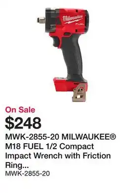 Bumper to Bumper MILWAUKEE M18 FUEL 1/2 Compact Impact Wrench with Friction Ring Bare Tool offer