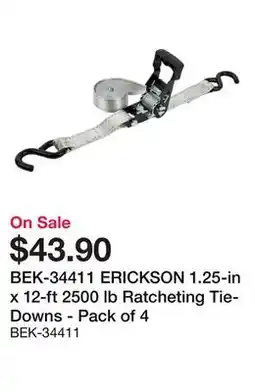 Bumper to Bumper ERICKSON 1.25-in x 12-ft 2500 lb Ratcheting Tie-Downs - Pack of 4 offer