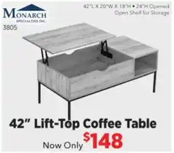 Surplus Furniture 42 Lift-Top Grey Coffee Table offer