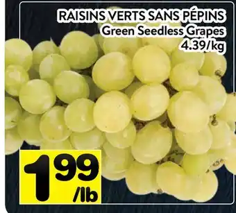 Supermarché PA RAISINS VERTS SANS PÉPINS | Green Seedless Grapes offer