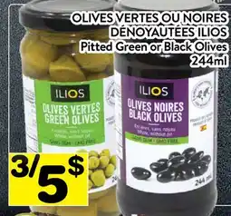 Supermarché PA OLIVES VERTES OU NOIRES DÉNOYAUTÉES ILIOS | Pitted Green or Black Olives offer