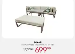 Meubles RD miami - Aluminum Outdoor Sofa with Ottoman and Table - 4 pcs offer