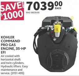 Co-op Kohler command pro gas engine, 35-HP offer