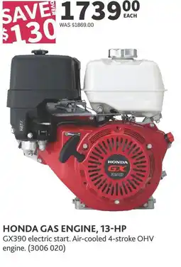 Co-op Honda gas engine, 13-HP offer