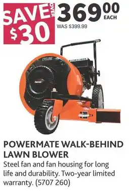Co-op Powermate walk-behind lawn blower offer